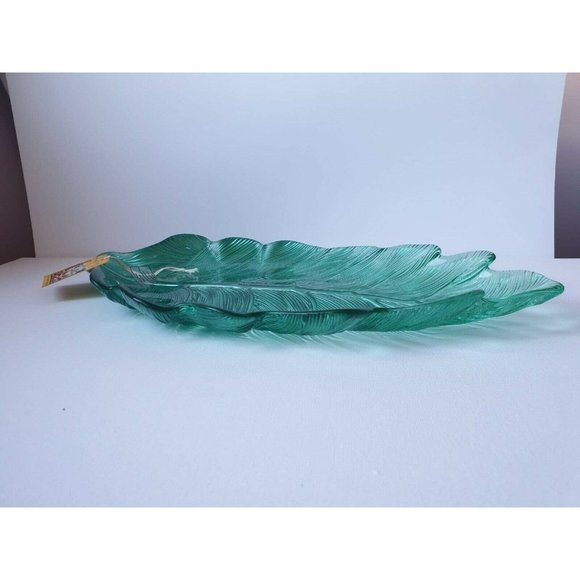 🎋 SALE 🎋Leaf Turquoise Glass Tray,Hand Made, Turkish Delights. Made in Turkey. - Picture 4 of 6